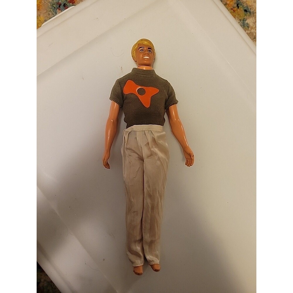 1968 Ken Doll W Sweater White Pants Blonde Hair Blie Eyes Bendable Knee Taiwan